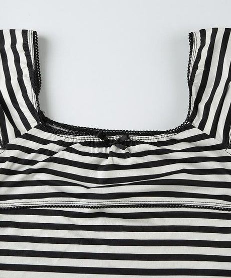 Effortlessly Stylish Striped Pajama & Loungewear Set - Women's Comfy Cap Sleeve Top & Shorts for Cozy Fall Nights