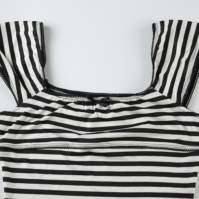 Effortlessly Stylish Striped Pajama & Loungewear Set - Women's Comfy Cap Sleeve Top & Shorts for Cozy Fall Nights