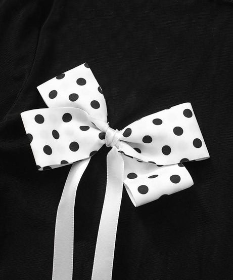 Spooky Chic Polka Dot Bow Mesh Co-ord Set - Daring Halloween & Fall Party Outfit
