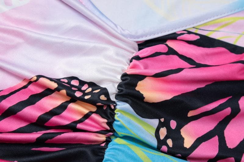 Vibrant Butterfly Bodycon Maxi Dress - Dreamy Tie-Shoulder Resort & Vacation Style