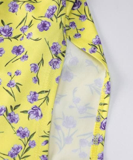 Sunny Bloom Halter Cowl Neck Midi Dress | Effortless Yellow Floral Backless Style for Fall & Resort