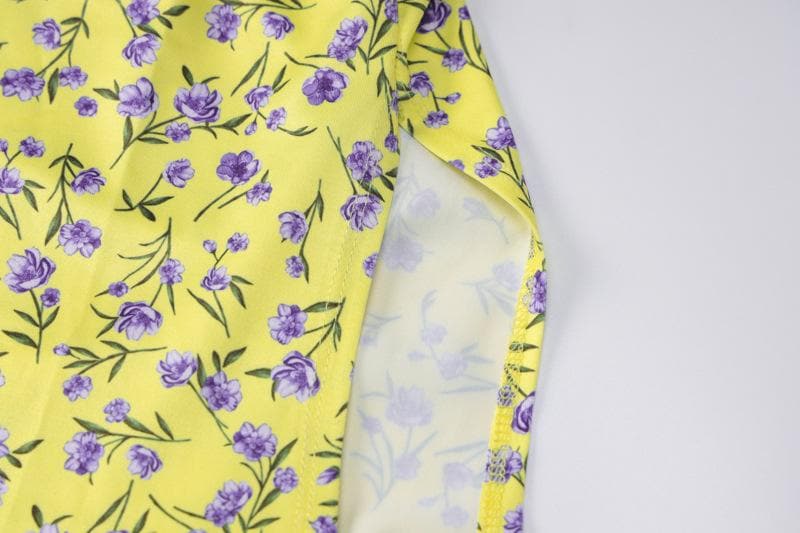 Sunny Bloom Halter Cowl Neck Midi Dress | Effortless Yellow Floral Backless Style for Fall & Resort