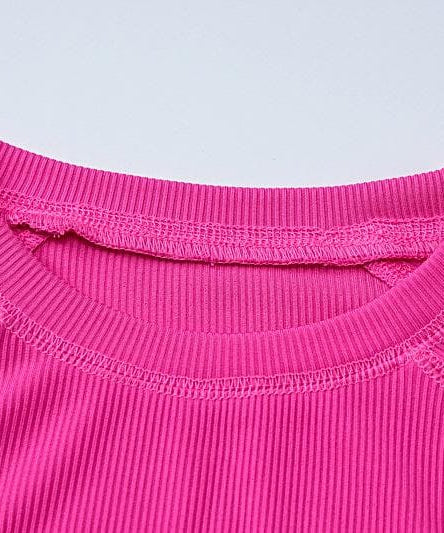 Chic Fuchsia Ribbed Long Sleeve Top & Leggings Set - Ultimate Cozy Comfort for Fall & Winter