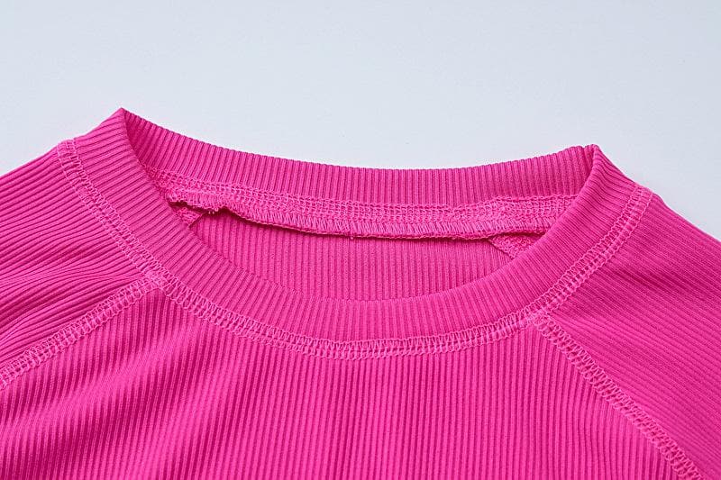 Chic Fuchsia Ribbed Long Sleeve Top & Leggings Set - Ultimate Cozy Comfort for Fall & Winter
