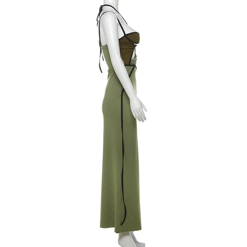 Olive Green Halter Cut-Out Maxi Dress - Your Daring Fall & Holiday Party Statement