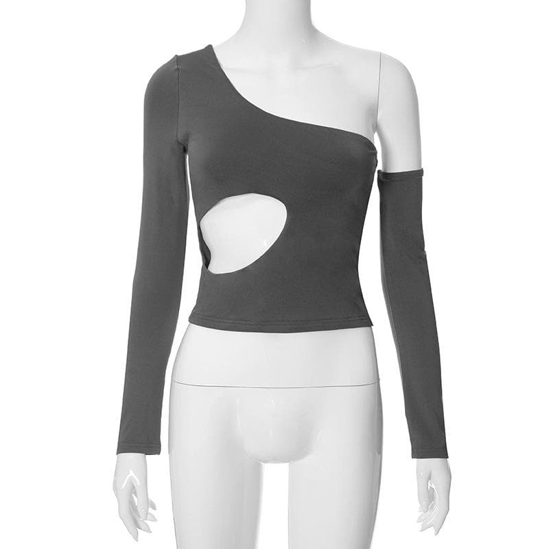 Rebel Chic One-Shoulder Cut-Out Top with Arm Warmer – Your Fall Party Statement