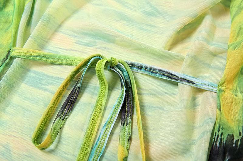 Vibrant Jungle Print Halter Top | Chic Cowl Neck Mesh for Resort & Fall Getaways