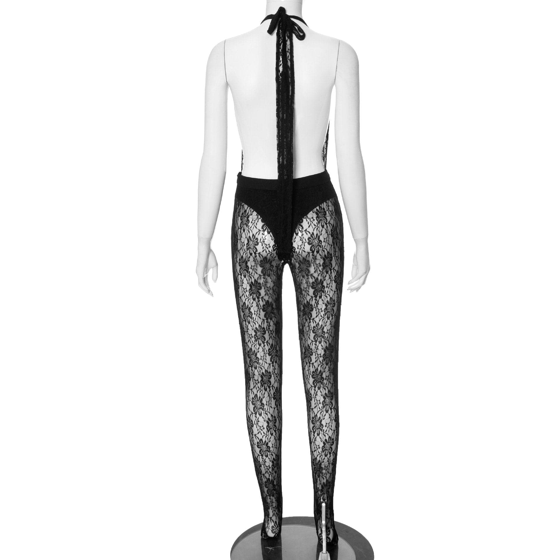 Sultry Siren Black Lace Halter Jumpsuit – Your Daring Fall & Halloween Statement