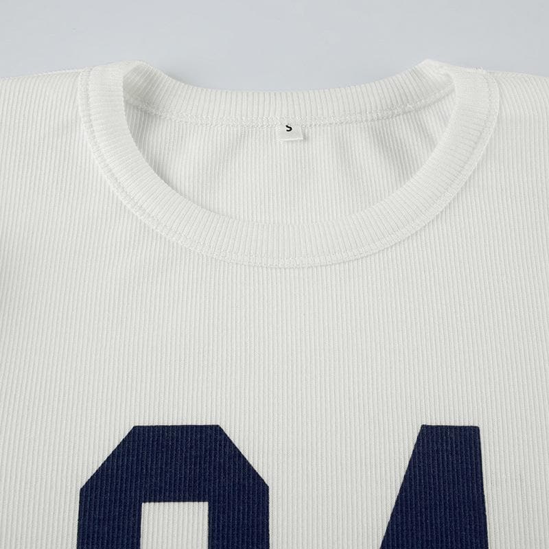 Game Day '84' Long Sleeve Crop Top - Fall's Sporty-Chic Essential for Women