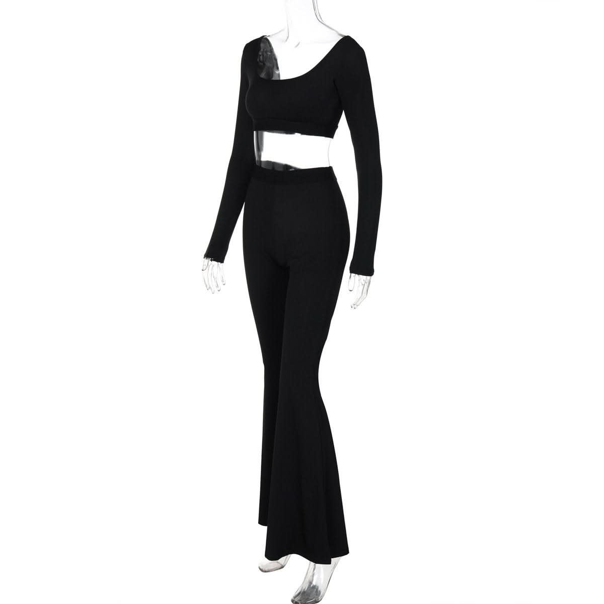 Unleash Your Inner Wild: Chic Leopard Flare Pant & Crop Top Set - Fall Trendsetter