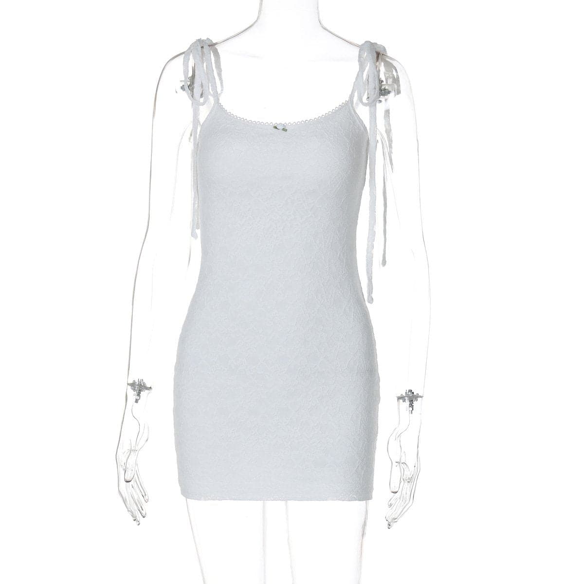 Delicate White Lace Tie-Shoulder Mini Dress - Your Essential for Fall Parties & Chic Nights Out