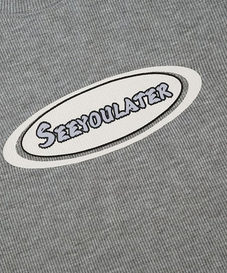 Y2K Retro Ribbed Raglan Crop Top - Women's 'SEEYOULATER' Graphic Tee