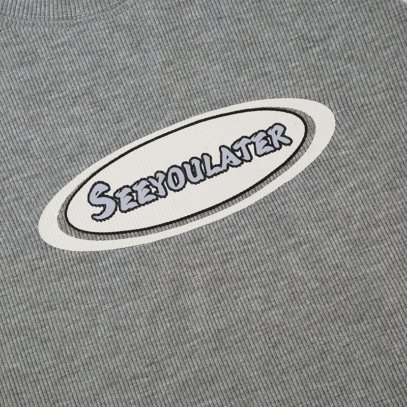 Y2K Retro Ribbed Raglan Crop Top - Women's 'SEEYOULATER' Graphic Tee
