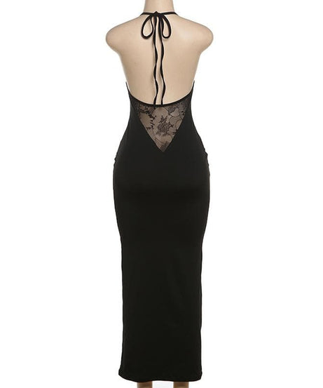 Sultry Black Halter Cut-Out Maxi Dress - Bodycon & Daring for Fall & Holiday Nights