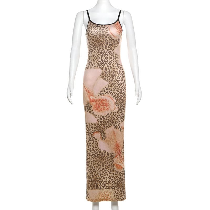 Fierce Leopard & Abstract Floral Maxi Cami Dress - Chic Fall & Holiday Party Ready