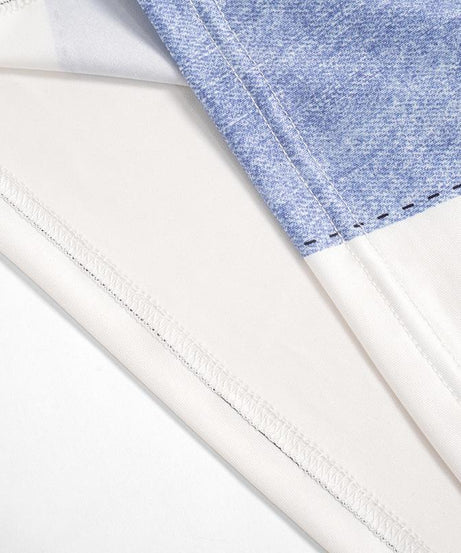 Rev Up Your Fall Style: Edgy Motorsports Denim Print Long Sleeve Bodycon Mini Dress