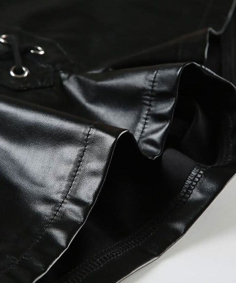 Edgy Faux Leather Lace-Up Hot Shorts | Y2K Baddie Style for Fall & Halloween