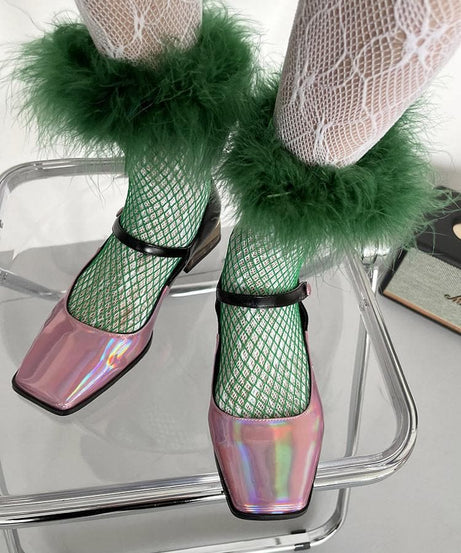 Edgy Glam Faux Fur Fishnet Ankle Socks – Your Spooky Season & Fall Style Essential