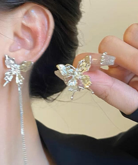 Whimsical Asymmetrical Butterfly Dangle Earrings - Enchanting Fall & Holiday Sparkle