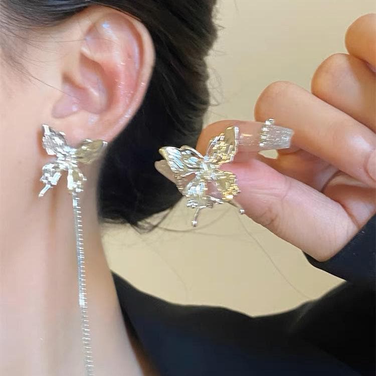 Whimsical Asymmetrical Butterfly Dangle Earrings - Enchanting Fall & Holiday Sparkle