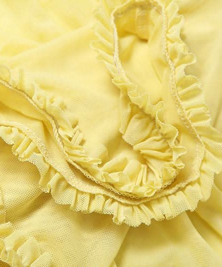 Sun-Kissed Radiance: Yellow Ruffle Mesh Backless Maxi Dress - Your Vacation & Event Essential