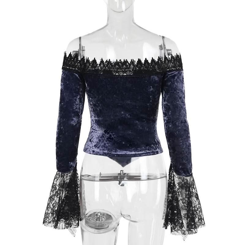 Midnight Plum Velvet & Lace Off-Shoulder Top - Your Essential Fall & Holiday Statement Piece