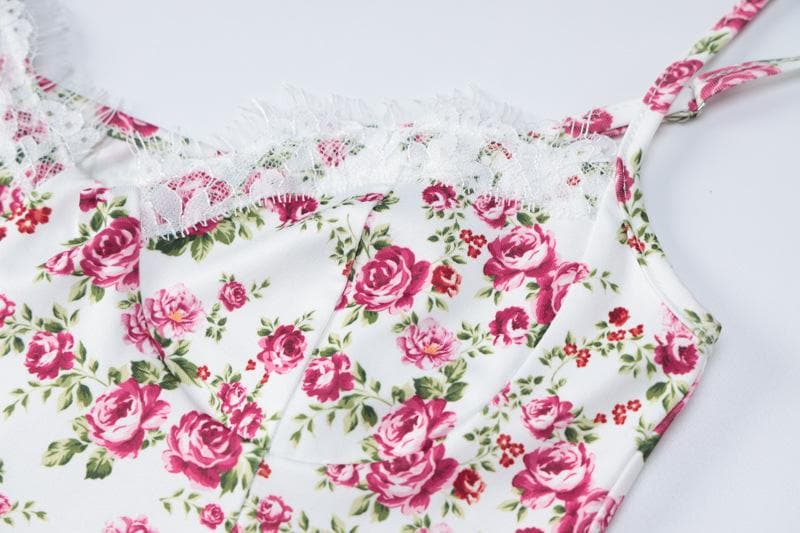 Romantic White Floral Lace Trim Cami Midi Dress with High Slit - Chic Autumn Events & Vacation Style