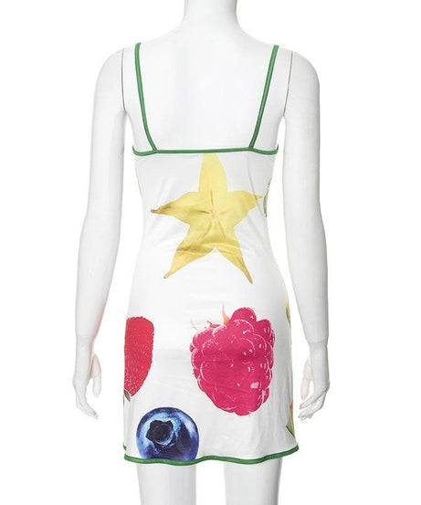 Y2K Fruit Pop Slip Mini Dress | Tropical Getaway & Resort Chic for American Women