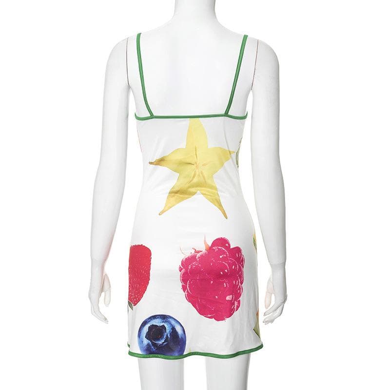 Y2K Fruit Pop Slip Mini Dress | Tropical Getaway & Resort Chic for American Women