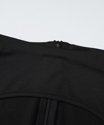 Daring Black Cutout Jumpsuit with Built-In Gloves - Sleek Halloween & Holiday Statement Catsuit