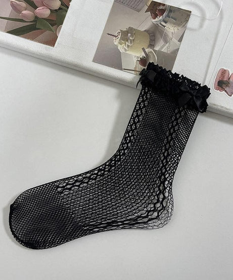 Sweetheart Coquette Bowknot Lace Ankle Socks - Whimsical Fall Fashion for Women
