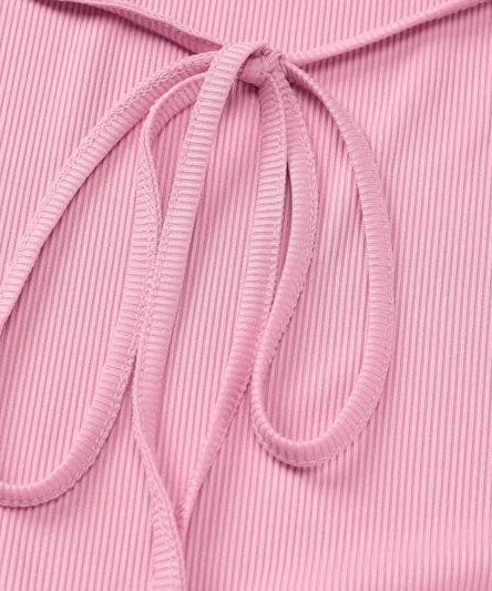 Cute Pink Ribbed Knit Mini Dress with Lettuce Trim - Fall Ready Style