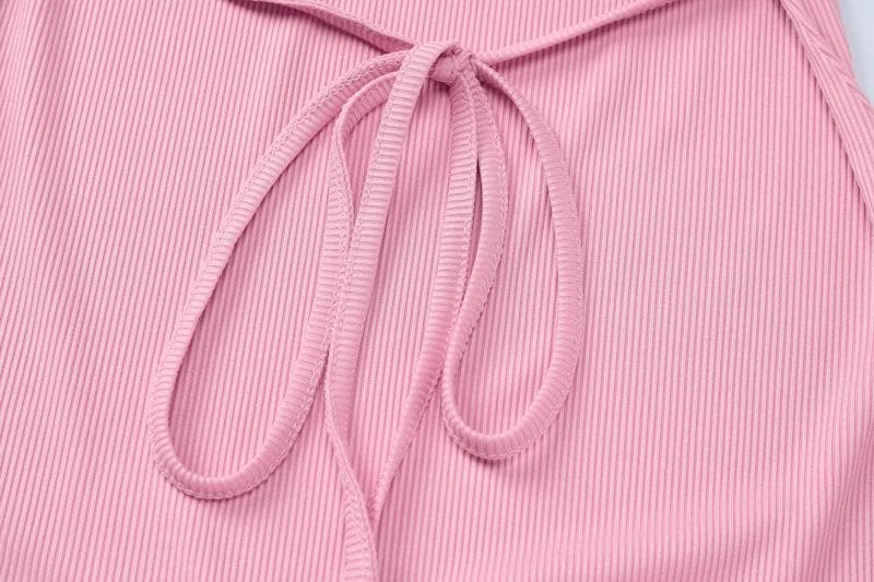 Cute Pink Ribbed Knit Mini Dress with Lettuce Trim - Fall Ready Style