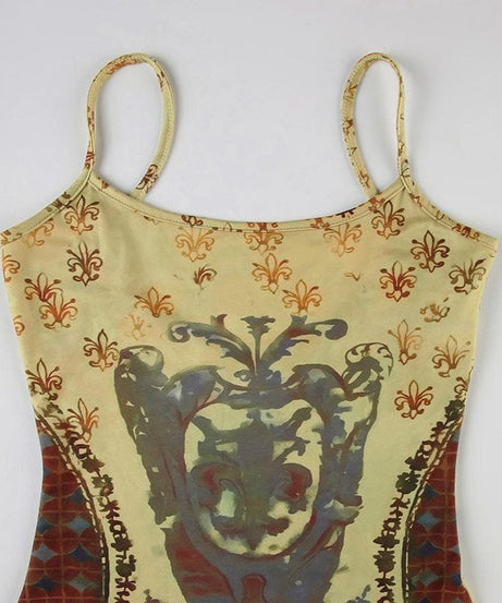 Renaissance Tapestry Print Cami Maxi Dress - Effortless Fall Style