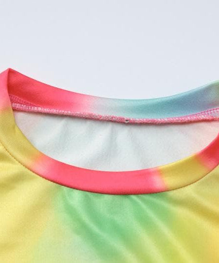 Vibrant Swirl Print Long Sleeve Crop Top & Mini Skirt Set - Y2K Fall Party & Night Out Style