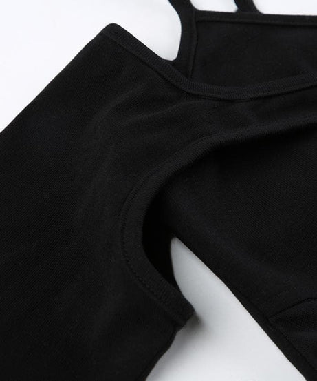 Edgy Y2K Buckle Mesh Bodysuit & Off-Shoulder Shrug Set - Perfect for Fall Nights Out