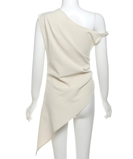 Chic Draped One-Shoulder Asymmetrical Top – Fall Evenings & Holiday Style