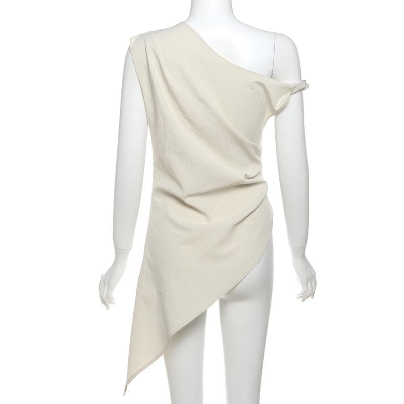 Chic Draped One-Shoulder Asymmetrical Top – Fall Evenings & Holiday Style