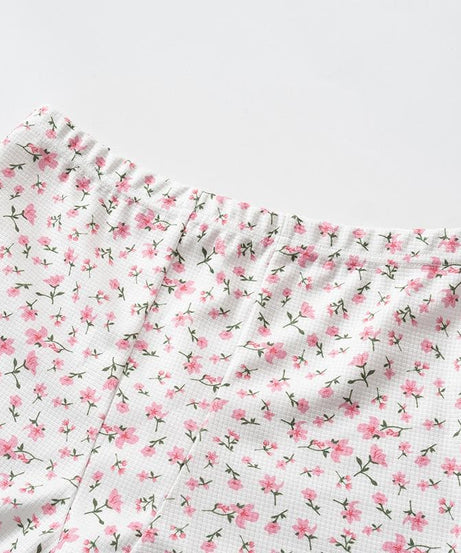 Adorable Floral Textured Cami Crop Top & Shorts Set - Cozy Fall Loungewear for Women