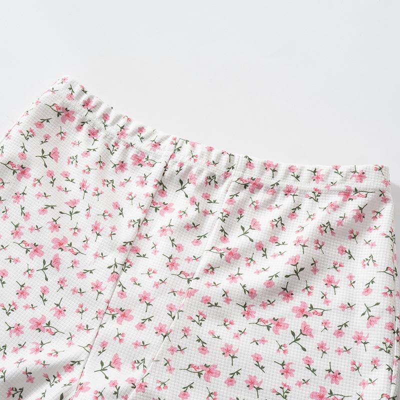 Adorable Floral Textured Cami Crop Top & Shorts Set - Cozy Fall Loungewear for Women