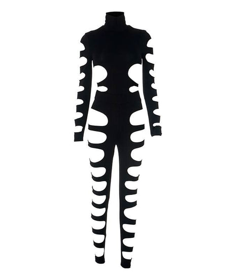 Daring Black High-Neck Cut-Out Jumpsuit - Edgy Fall & Halloween Party Style
