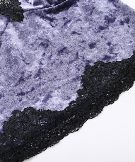 Regal Plum Velvet & Lace Gothic Cami Top | Spooky Season Glamour & Fall Style