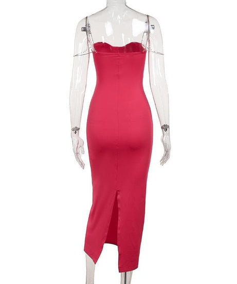 Fuchsia Ruched Sweetheart Bodycon Midi Dress - Elegant Fall & Holiday Party Attire