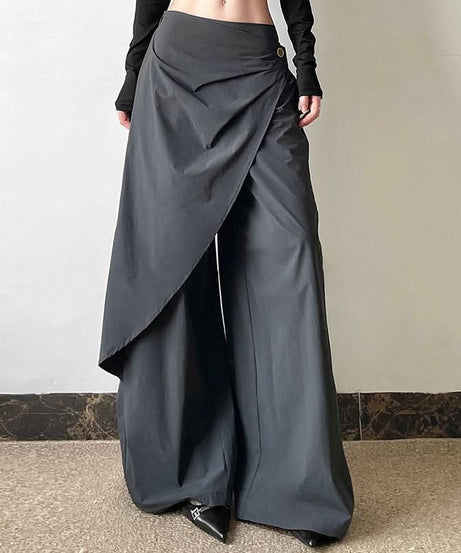 Fall Chic Asymmetric Wrap Wide-Leg Pants | High-Rise Draped Trousers