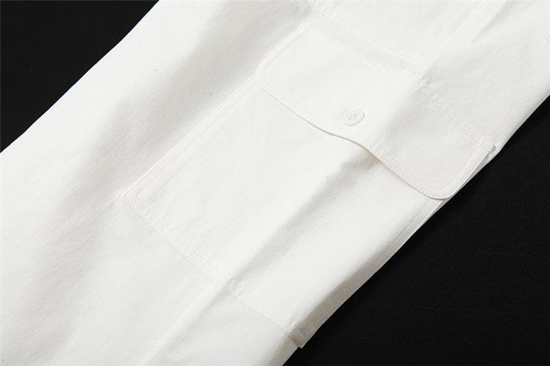 Effortless High-Waisted Cream Cargo Pants | Drawstring Wide Leg for Fall Trends