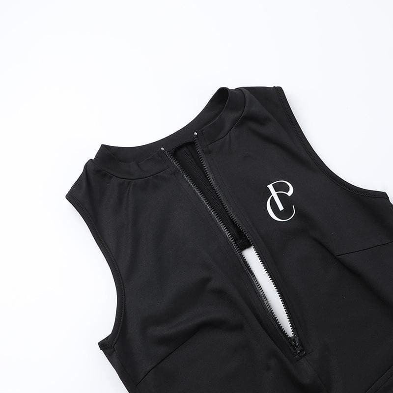 Sleek Black Bodycon Maxi Dress with V-Neck Zipper & High Slit | Backless Fall & Holiday Party Gown