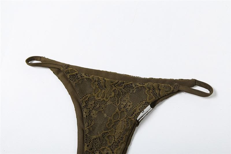 Sultry Chocolate Lace Halter Top & Cutout Mini Skirt Set - Edgy Y2K Party & Halloween Vibe