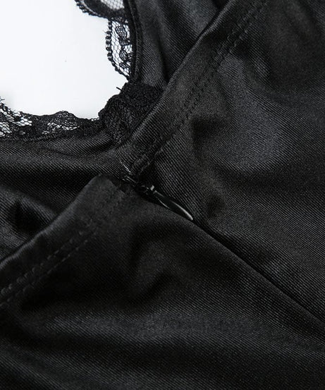 Alluring Black Lace & Satin Mini Dress - Your Perfect Halloween Party & Fall Night Out Look