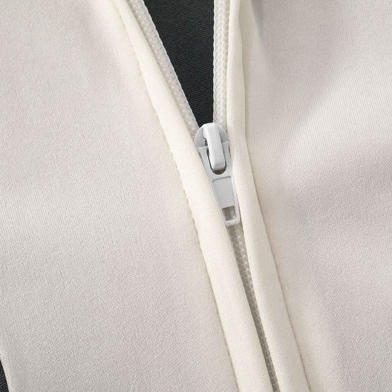 Chic Fall Athleisure Set: Women's Full-Zip Crop Jacket & Drawstring Shorts - Cozy Autumn Comfort