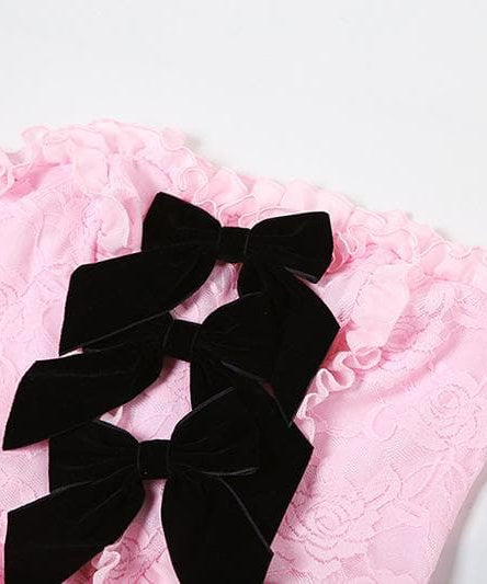 Romantic Blush Pink Lace Mermaid Maxi Dress with Chic Velvet Bow - Your Statement Piece for Fall & Holiday Events